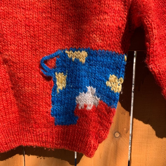 Vintage Kids Cow Sweater Novelty Print Handspun in Uruguay 100% Wool - Picture 8 of 8